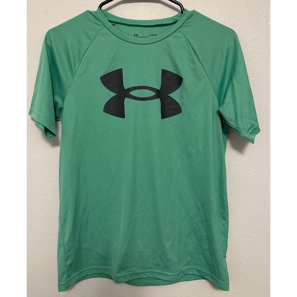Under Armour Tech Loose Big Logo Green Short Sleeve Shirt - Boy's YLG